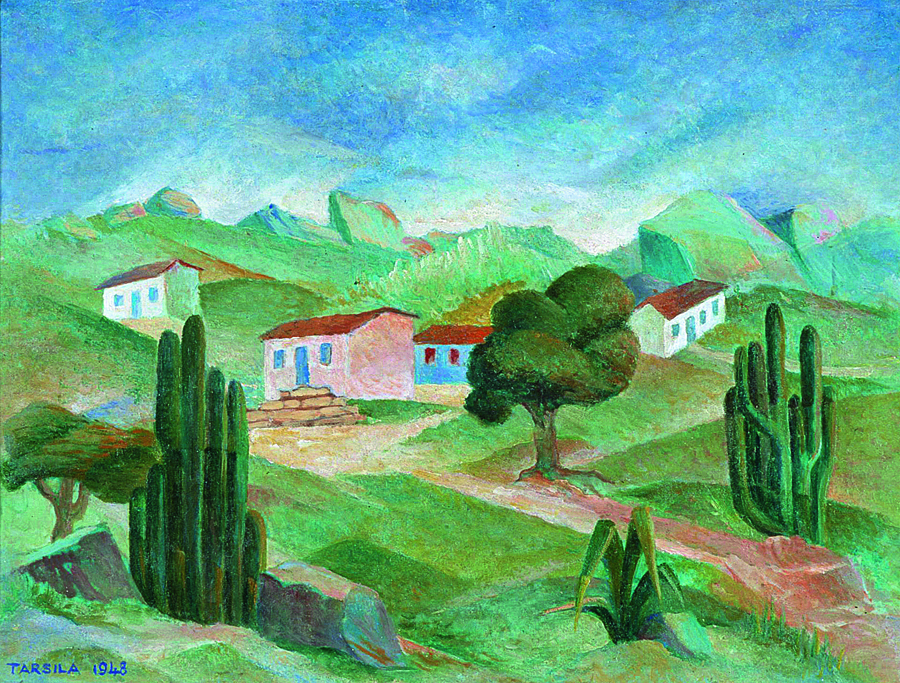 Tarsila do Amaral, Paisagem, 1948óleo sobre tela colada sobre papelão28,3 x 37,3 cmDoação Carlo TamagniColeção MAM São PauloFoto: Romulo Fialdini