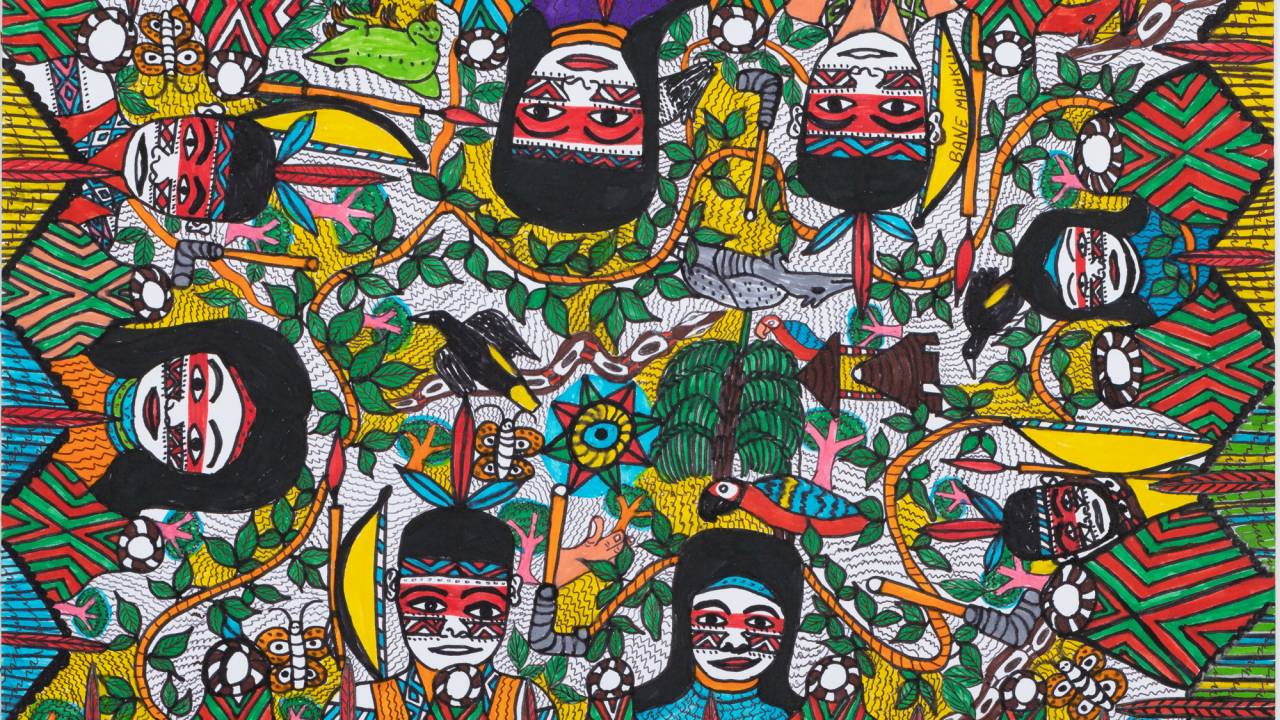 Ibã Huni Kuin, Bane Huni Kuin, Movimento dos Artistas Huni Kuin (MAHKU) Sem título, 2017. Caneta hidrográfica sobre papel, 29.70 x 42 cm | Coleção [Collection] MASP