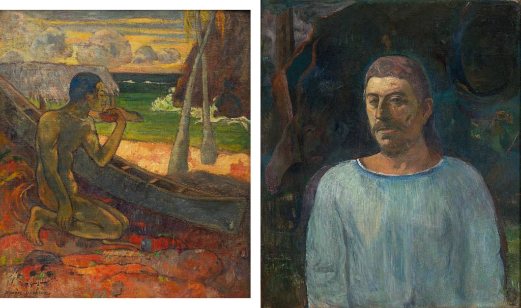 Paul Gauguin (Paris, França, 1848-Ilhas Marquesas ,1903) Pobre pescador, 1896 – Óleo sobre tela, 75 x 65 cmAcervo MASP, Doação Henryk Spitzman-Jordan, Ricardo Jafet, João di Pietro, 1958 | Paul Gauguin (Paris, França, 1848-Ilhas Marquesas ,1903)Autorretrato (perto do Gólgota), 1896Óleo sobre tela, 75,5 x 63 x 2,3 cmAcervo MASP, Doação Guilherme Guinle, Álvaro Soares Sampaio, Francisco Pignatari, Fúlvio Morganti, 1952