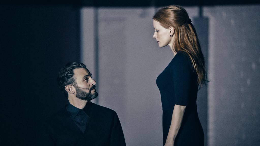 Arian Moayed and Jessica Chastain in 