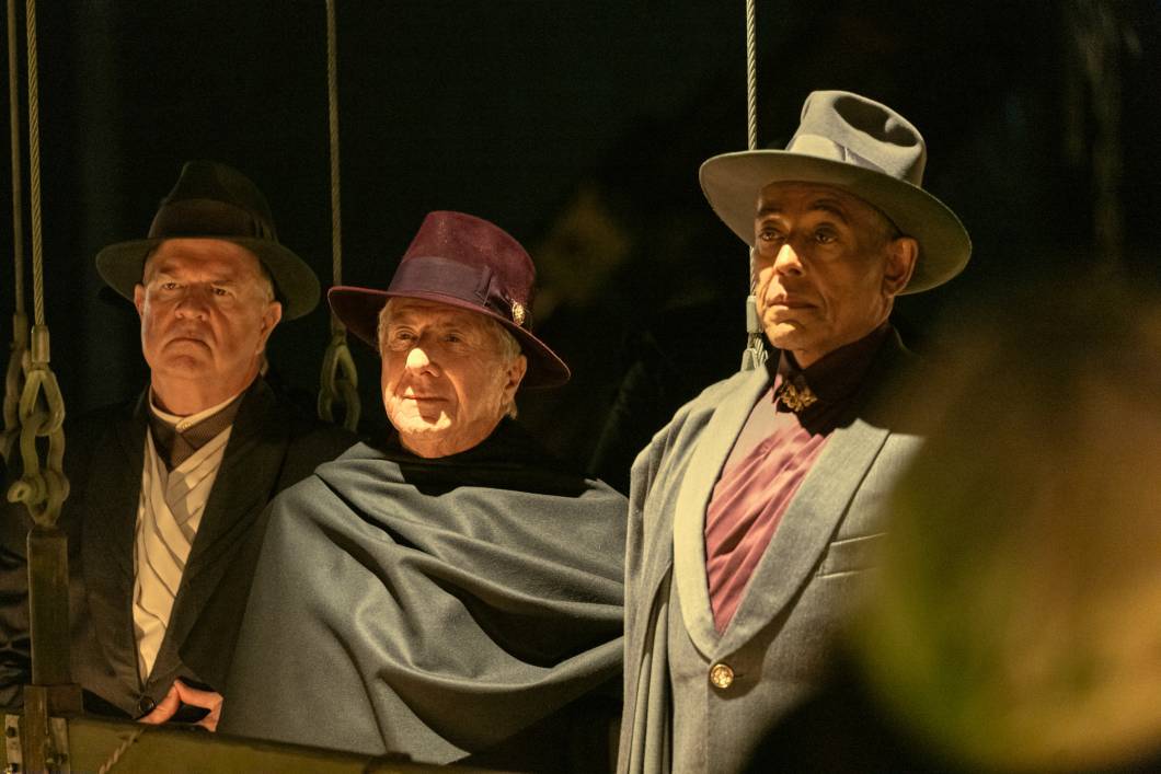 Dustin Hoffman as Nush 'The Fixer' Berman and Giancarlo Esposito as Mayor Cicero in Megalopolis. Dustin Hoffman as Nush 'The Fixer' Berman and Giancarlo Esposito as Mayor Cicero in Megalopolis.
