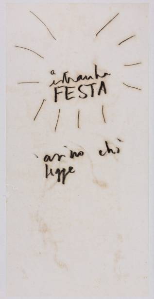 Mira Schendel, Sem título, s.d., monotipia a óleo sobre papel-arroz,47 x 22,5 cm Mira Schendel, Sem título, s.d., monotipia a óleo sobre papel-arroz,47 x 22,5 cm