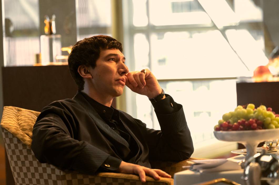 Adam Driver as Cesar Catilina in Megalopolis. Adam Driver as Cesar Catilina in Megalopolis.