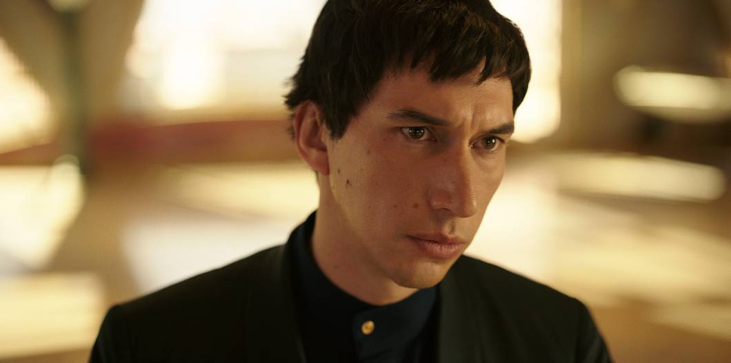 Adam Driver as Cesar Catilina in Megalopolis. Adam Driver as Cesar Catilina in Megalopolis.
