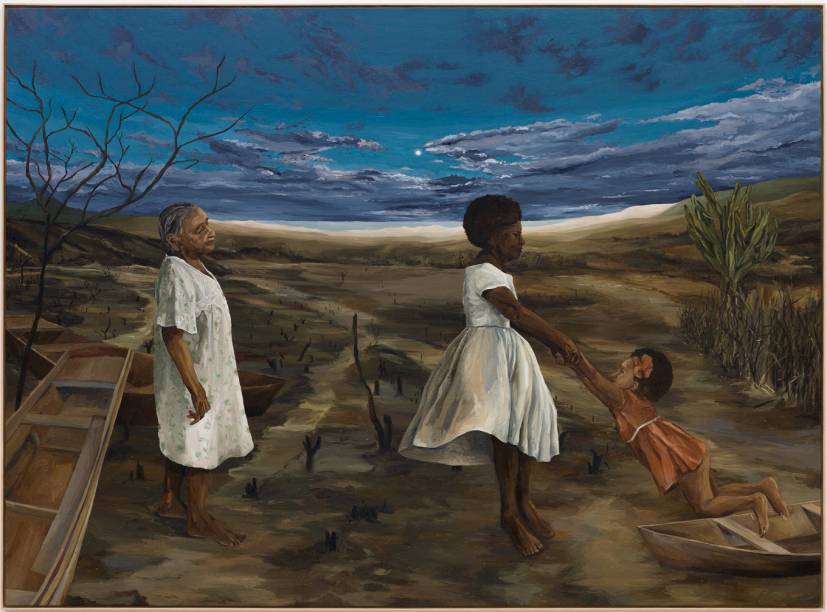 WALLACE PATO SONHAR NA BOCA DA NOITE 2023 OIL ON CANVAS / ÓLEO SOBRE TELA78.7 × 108.2 IN / 200 × 275 CM