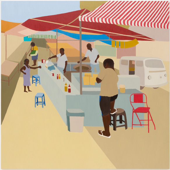 WALLACE PATO PASTEL COM CALDO DE CANA NA FEIRA DE DOMINGO. DA SÉRIE ALTO SUBÚRBIO 2020OIL ON CANVAS / ÓLEO SOBRE TELA56 3/4 × 56 3/4 IN / 144 × 144 CM