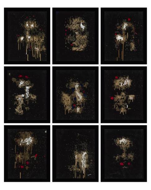 Pindar Van Arman, (b. 1974), Emerging Faces, 2017. Acrylic on canvas. Each: 11 x 14 in (27.9 x 35.6 cm); Overall: 37 x 46 in (93.9 x 116.8 cm). Estimativa: $180,000-250,000.