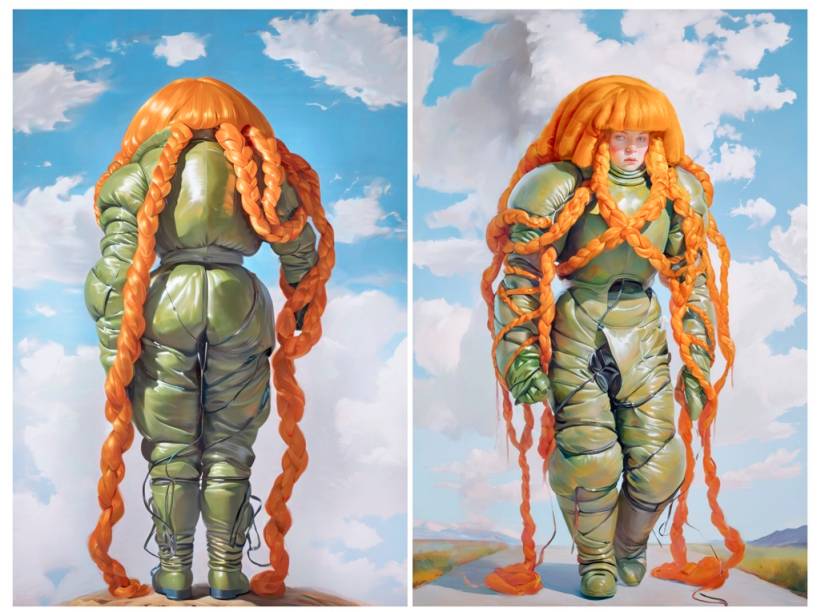 Holly Herndon (b. 1980) & Mat Dryhurst (b. 1984), Embedding Study 1 & 2 (from the xhairymutantx series), minted on 5 February 2025. Thermal dye diffusion transfer prints. Each: 47¾ × 71⅝ in. (119 × 180 cm). Embedding Study #1: PNG (1,418 x 2,126 pixels); Embedding Study #2: PNG (1,772 x 2,660 pixels). Estimativa: $70,000-90,000.