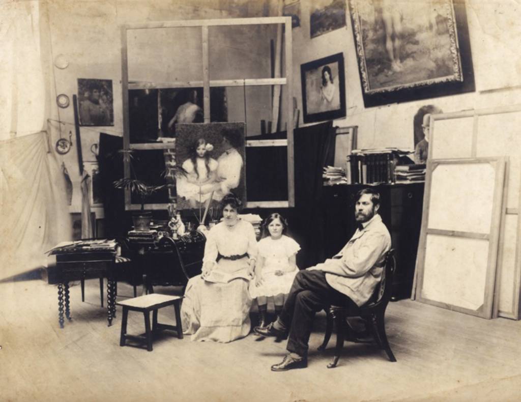 Visconti e sua família no ateliê da Mem de Sá – 1909 eliseu-visconti-pierre-auguste-renoir-galeria-danielian-impressionismo-franca-brasil-claude-monet-escola-belas-artes
