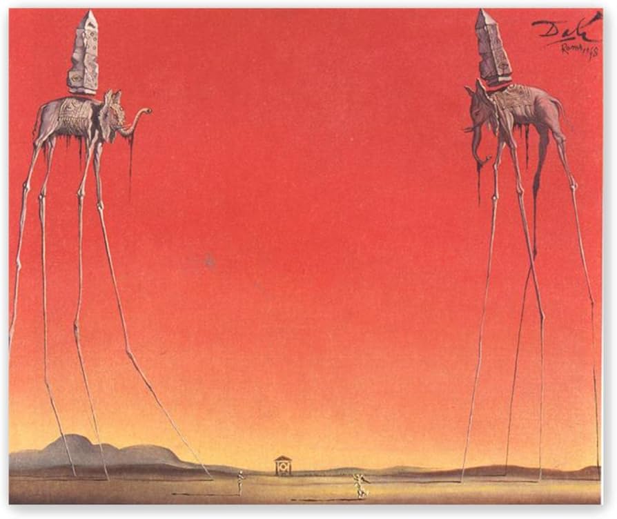 dali Os elefantes (1948) salvador-dali-surrealismo-surrealista-quadro-pintura-arte