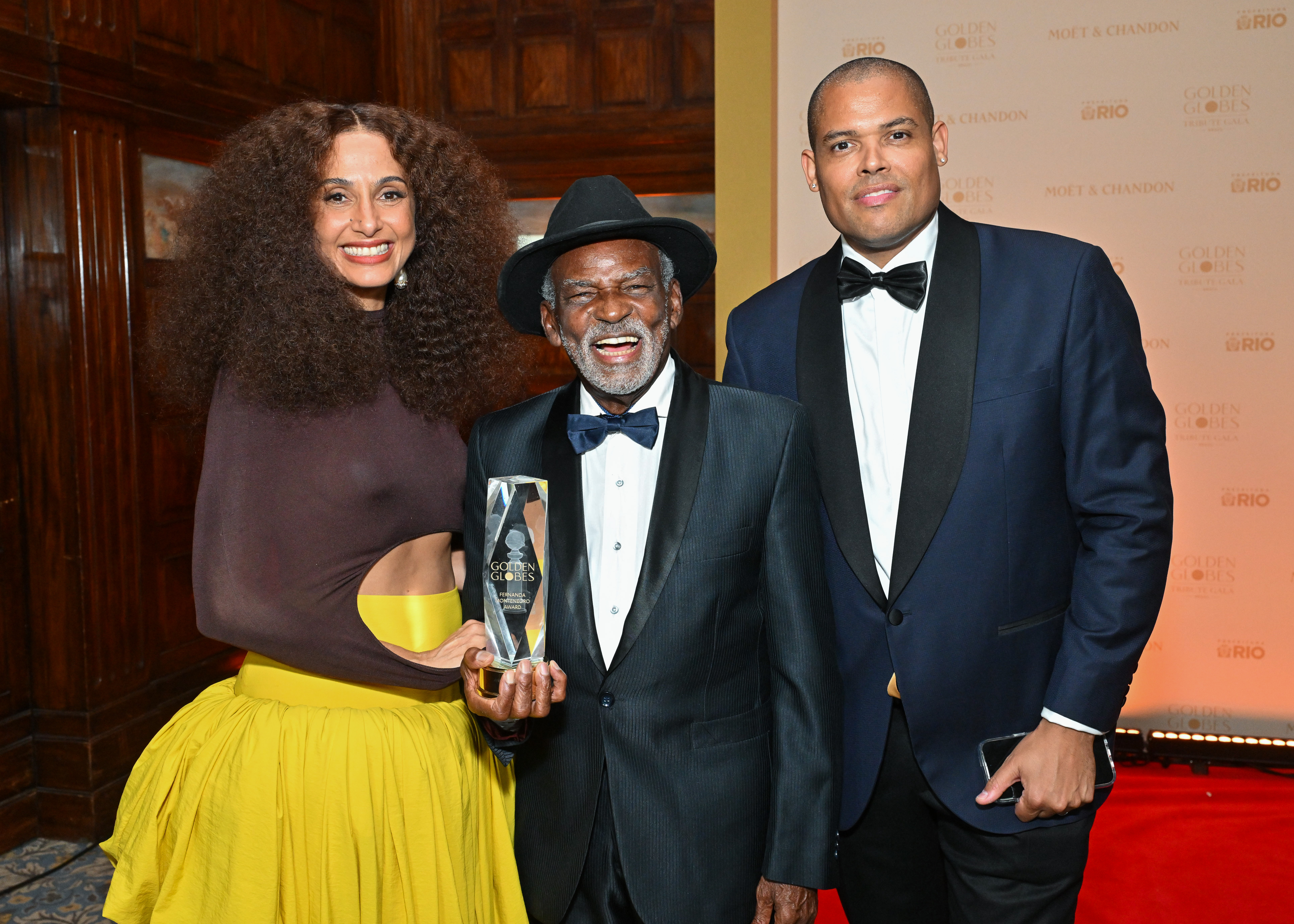 Camila Pitanga, Antônio Pitanga e Orlando John no Golden Globes Tribute Gala